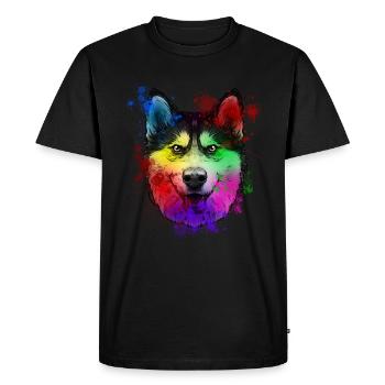Chien husky sibérien - T-shirt Premium bio Homme - noir - Devant - Nico (187cm)