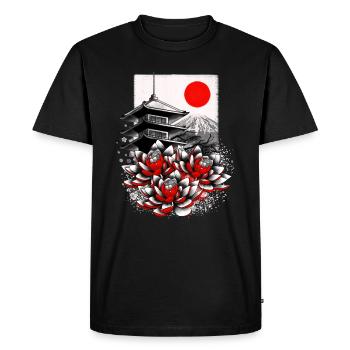 Asiatique geisha japon lotus - T-shirt Premium bio Homme - noir - Devant - Nico (187cm)
