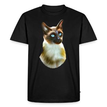 Siamese cat portrait - Men's Premium Organic T-Shirt - black - Front - Nico (187cm)