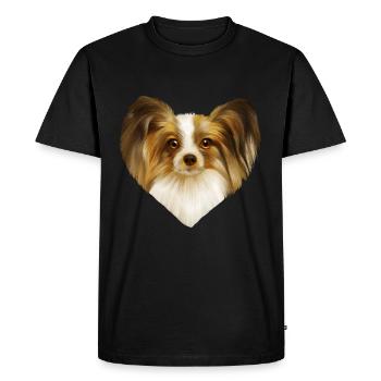 Portrait de chien Papillon - T-shirt Premium bio Homme - noir - Devant - Nico (187cm)