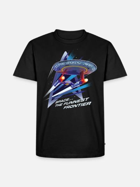 Star Trek Lower Decks Space… The Funniest Frontier - Männer Premium Bio T-Shirt - Schwarz