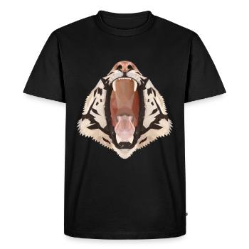 Polygone tigre à bouche ouverte - T-shirt Premium bio Homme - noir - Devant - Nico (187cm)