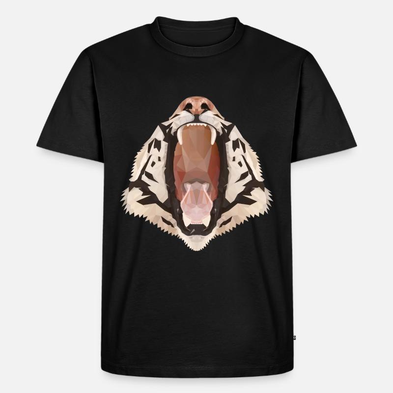 Polygone tigre à bouche ouverte - T-shirt Premium bio Homme - noir