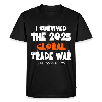 J’ai survécu à la guerre commerciale mondiale de 2025 3Feb25 Drôle - T-shirt Premium bio Homme - noir - Devant - Nico (187cm)
