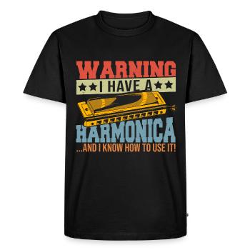 Playing Harmonica Gift - Men's Premium Organic T-Shirt - black - Front - Nico (187cm)