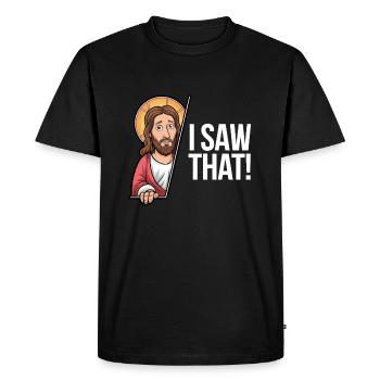 I saw that - Männer Premium Bio T-Shirt - Schwarz - Vorne - Nico (187cm)