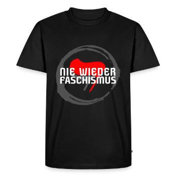 NEVER AGAIN FASCISM - ANTI-FASCISTS ATTENTION! - Men's Premium Organic T-Shirt - black - Front - Nico (187cm)