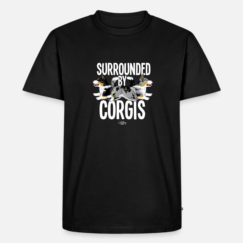corgisurrounded4 - Männer Premium Bio T-Shirt - Schwarz