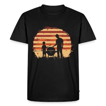 Père et fils griller BBQ Fête des pères - T-shirt Premium bio Homme - noir - Devant - Nico (187cm)