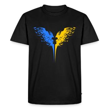Ukraine Ailes d’aigle Couleurs ukrainiennes Slava - T-shirt Premium bio Homme - noir - Devant - Nico (187cm)