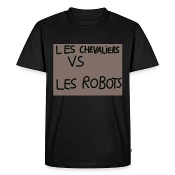 les chevaliers vs les robots. - T-shirt Premium bio Homme - noir - Devant - Nico (187cm)