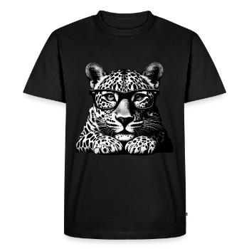 Lunettes léopard Opticien Porteur de lunettes Drôle Sauvage - T-shirt Premium bio Homme - noir - Devant - Nico (187cm)