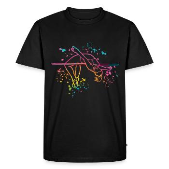 Saut en hauteur Aquarelle Saut en hauteur - T-shirt Premium bio Homme - noir - Devant - Nico (187cm)