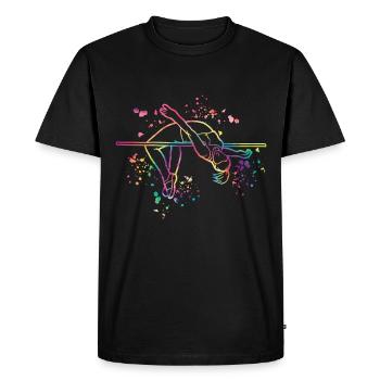 Saut en hauteur Aquarelle Saut en hauteur - T-shirt Premium bio Homme - noir - Devant - Nico (187cm)