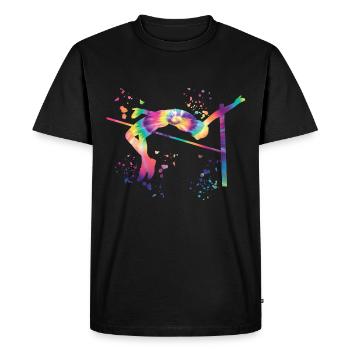 Saut en hauteur Aquarelle Saut en hauteur - T-shirt Premium bio Homme - noir - Devant - Nico (187cm)