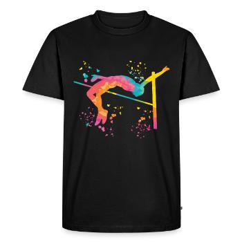 Saut en hauteur Aquarelle Saut en hauteur - T-shirt Premium bio Homme - noir - Devant - Nico (187cm)