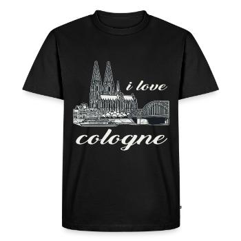 J’adore Cologne Design avec la cathédrale de Cologne et le Rhin - T-shirt Premium bio Homme - noir - Devant - Nico (187cm)