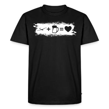 Grunge Rectangle - Heart - Beer - Glider - - Men's Premium Organic T-Shirt - black - Front - Nico (187cm)