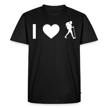 I Heart and Wife Hiking - - Men's Premium Organic T-Shirt - black - Front - Nico (187cm)