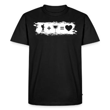 Grunge Rectangle - Heart - Wine - Hiking - - Men's Premium Organic T-Shirt - black - Front - Nico (187cm)