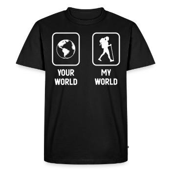 Your World My World - Women's Hiking - - Men's Premium Organic T-Shirt - black - Front - Nico (187cm)