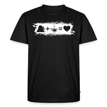 Grunge Rectangle - Heart - Coffee - Climbing - Female - Men's Premium Organic T-Shirt - black - Front - Nico (187cm)