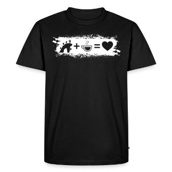 Grunge Rectangle - Heart - Coffee - Climbing - - Men's Premium Organic T-Shirt - black - Front - Nico (187cm)