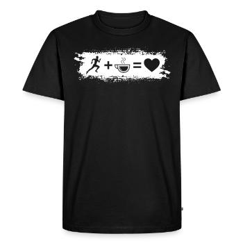 Grunge Rectangle - Heart - Coffee - Running - - Men's Premium Organic T-Shirt - black - Front - Nico (187cm)