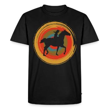 Retro Circle Cheval - T-shirt Premium bio Homme - noir - Devant - Nico (187cm)