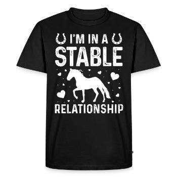 Je suis dans une relation stable - T-shirt Premium bio Homme - noir - Devant - Nico (187cm)