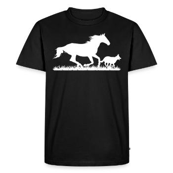 Horse and dog running - Men's Premium Organic T-Shirt - black - Front - Nico (187cm)