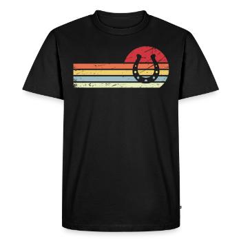 Soleil et lignes rétro - Houe à cheval - - T-shirt Premium bio Homme - noir - Devant - Nico (187cm)