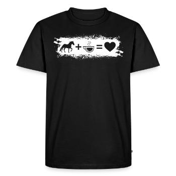 Grunge Rectangle - Heart - Coffee - Horse - - Men's Premium Organic T-Shirt - black - Front - Nico (187cm)