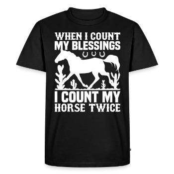 When I Count My Blessings, I Count My Pen - Men's Premium Organic T-Shirt - black - Front - Nico (187cm)