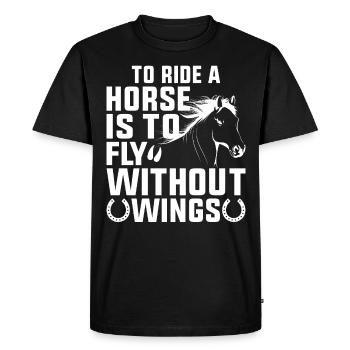 Monter à cheval, c’est voler sans ailes - T-shirt Premium bio Homme - noir - Devant - Nico (187cm)