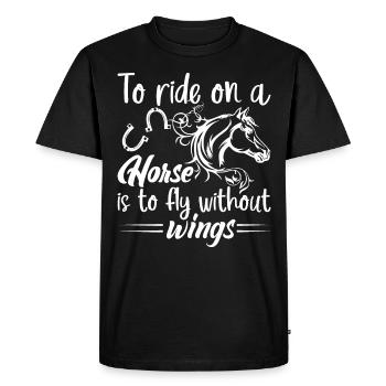 Monter à cheval, c’est comme monter sans ailes. - T-shirt Premium bio Homme - noir - Devant - Nico (187cm)