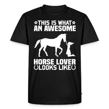 This is what a real horse lover looks like - - Men's Premium Organic T-Shirt - black - Front - Nico (187cm)