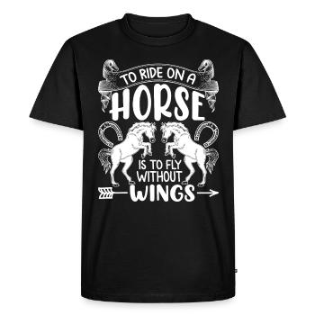 Monter à cheval, c’est comme monter sans ailes. - T-shirt Premium bio Homme - noir - Devant - Nico (187cm)