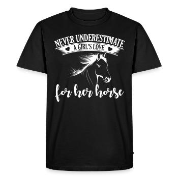 Ne sous-estimez jamais l’amour d’une fille pour i - T-shirt Premium bio Homme - noir - Devant - Nico (187cm)