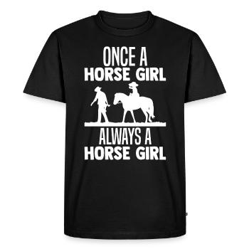Une fois une fille de cheval, toujours une fille de cheval - T-shirt Premium bio Homme - noir - Devant - Nico (187cm)