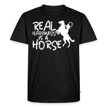 Le vrai bonheur est un cheval - - T-shirt Premium bio Homme - noir - Devant - Nico (187cm)