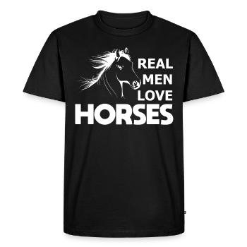 Les vrais hommes aiment les chevaux - - T-shirt Premium bio Homme - noir - Devant - Nico (187cm)
