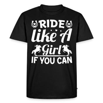 Ride Like A Girl If You Can - - Men's Premium Organic T-Shirt - black - Front - Nico (187cm)