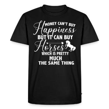 L’argent ne peut pas acheter le bonheur, mais il peut acheter des chevaux - T-shirt Premium bio Homme - noir - Devant - Nico (187cm)