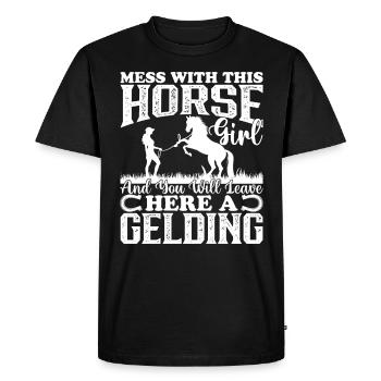 Jouez avec cette fille de cheval et vous partirez d’ici - T-shirt Premium bio Homme - noir - Devant - Nico (187cm)