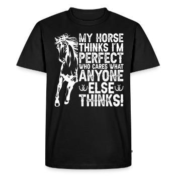 Mon cheval pense que je suis parfait et c’est mon - T-shirt Premium bio Homme - noir - Devant - Nico (187cm)
