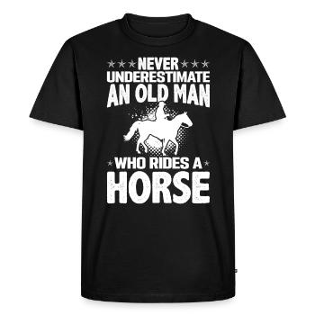 Never underestimate an old man who has a penny - Men's Premium Organic T-Shirt - black - Front - Nico (187cm)