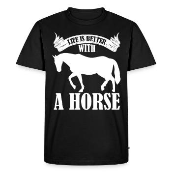 La vie est meilleure avec un cheval - - T-shirt Premium bio Homme - noir - Devant - Nico (187cm)