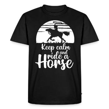 Restez calme et montez à cheval - - T-shirt Premium bio Homme - noir - Devant - Nico (187cm)