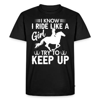 I know, I ride like a girl - Try mitz - Men's Premium Organic T-Shirt - black - Front - Nico (187cm)